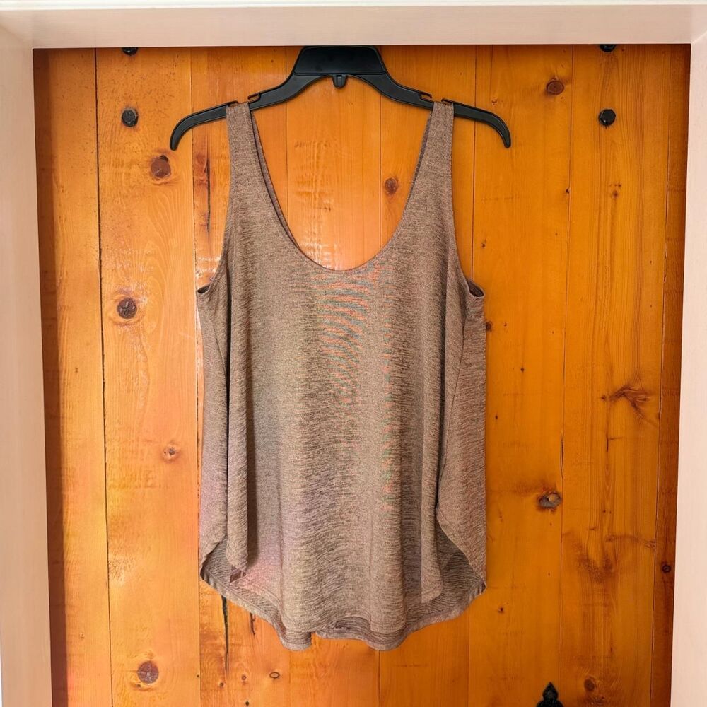 Metallic Sparkle Taupe Scoop Neck Flowy Tank Top - Medium | NWOT / Never Worn